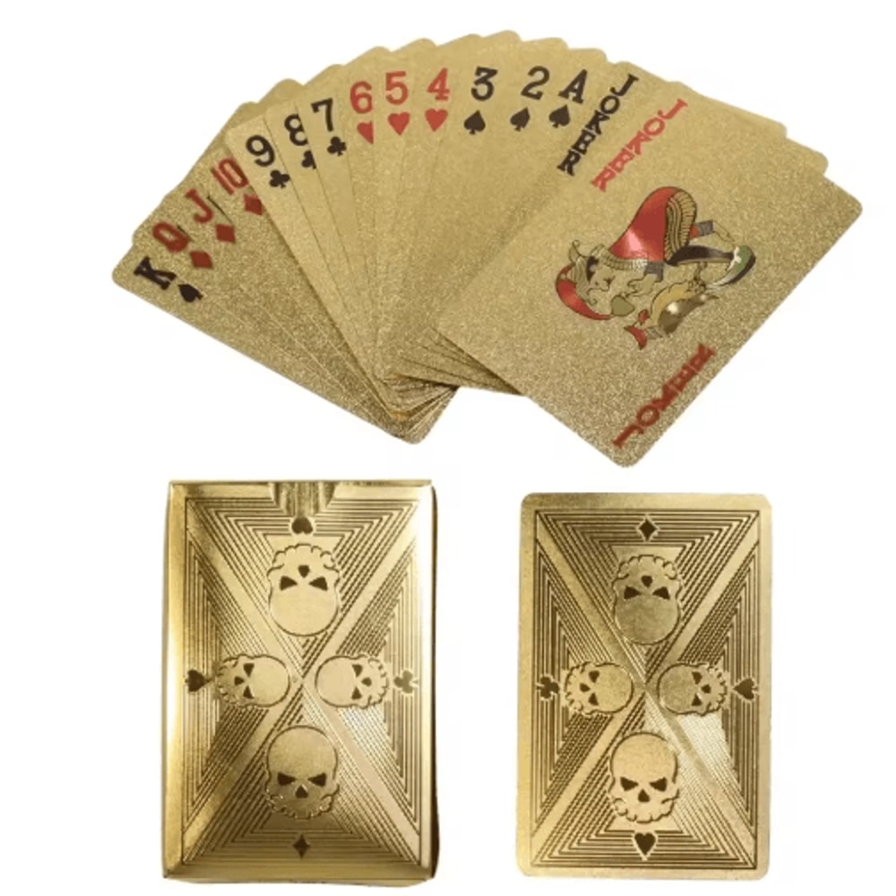 Gold Foil Skull Waterproof PVC Poker Cards Washable Flexible Premium Playing Deck 1