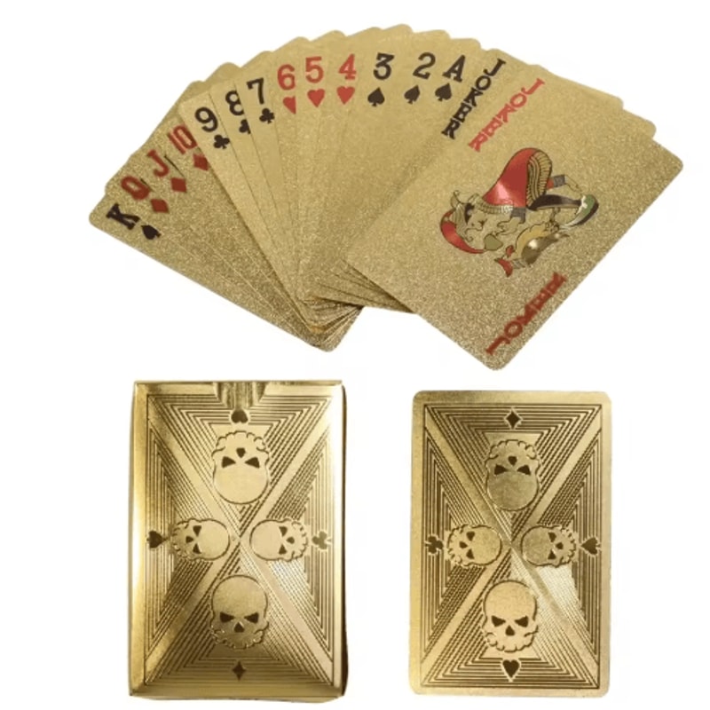 Gold Foil Skull Waterproof PVC Poker Cards Washable Flexible Premium Playing Deck 1