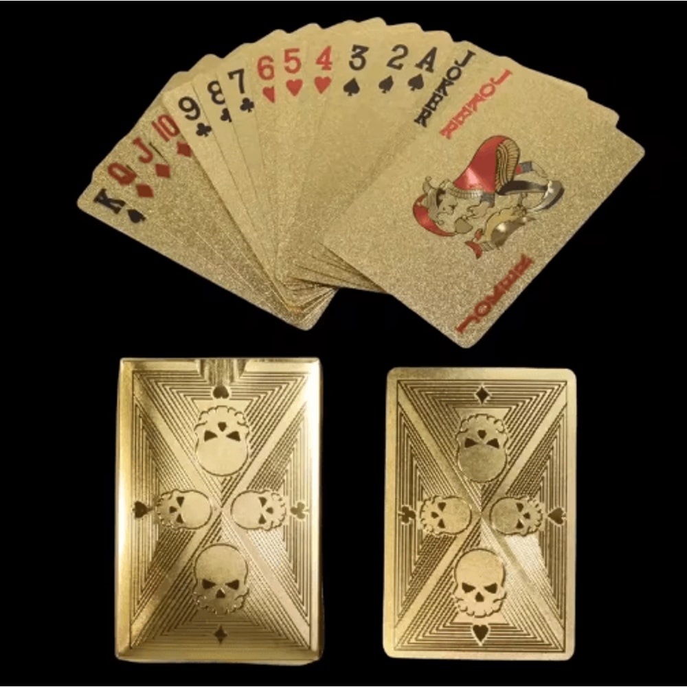 Gold Foil Skull Waterproof PVC Poker Cards Washable Flexible Premium Playing Deck 3