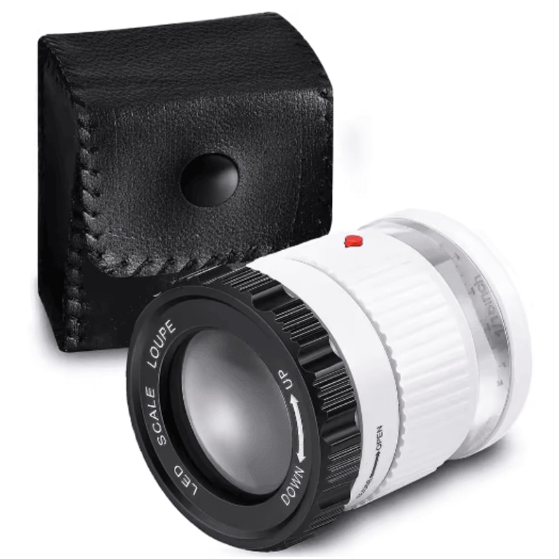 30X LED UV Illuminated Handheld Magnifying Glass Adjustable Focal HD Jewelry Loupe With Scale 1