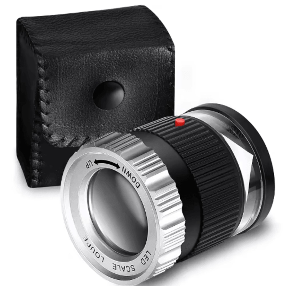 30X LED UV Illuminated Handheld Magnifying Glass Adjustable Focal HD Jewelry Loupe With Scale 2