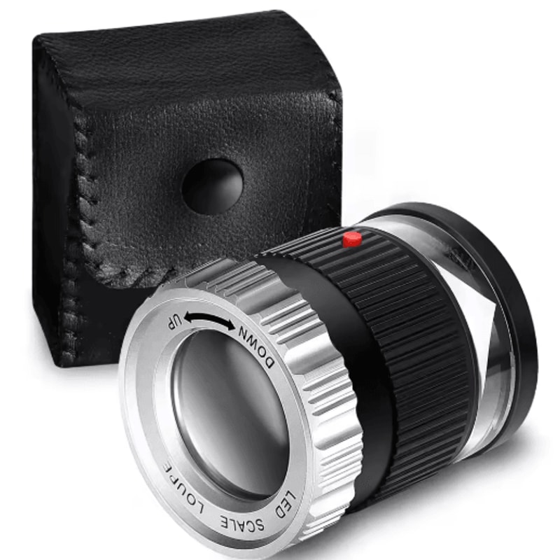 30X LED UV Illuminated Handheld Magnifying Glass Adjustable Focal HD Jewelry Loupe With Scale 2