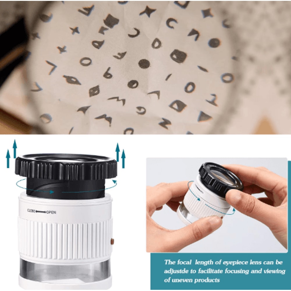 30X LED UV Illuminated Handheld Magnifying Glass Adjustable Focal HD Jewelry Loupe With Scale 5