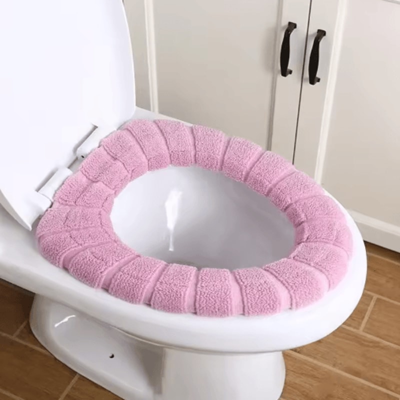 Plush Toilet Seat Cover Warm Soft Acrylic Toilet Mat Washable Bathroom Lid Cover 1