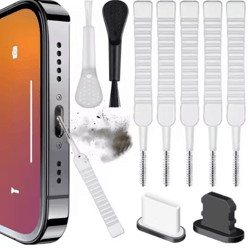 precision phone charging port cleaning kit with dust plug set – speaker & earphone cleaner for iphone, samsung & xiaomi