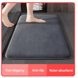 ultra soft super absorbent bath mat – anti slip coral velvet bathroom & door floor mat