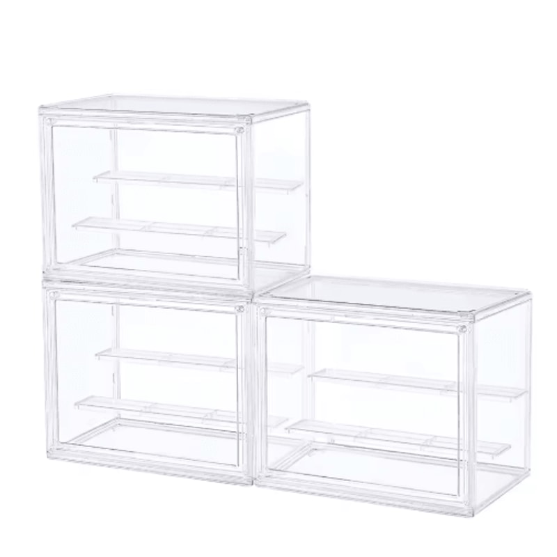 Stackable Clear Display Box For Collectibles Dustproof Plastic Storage Case With Interlayers 1