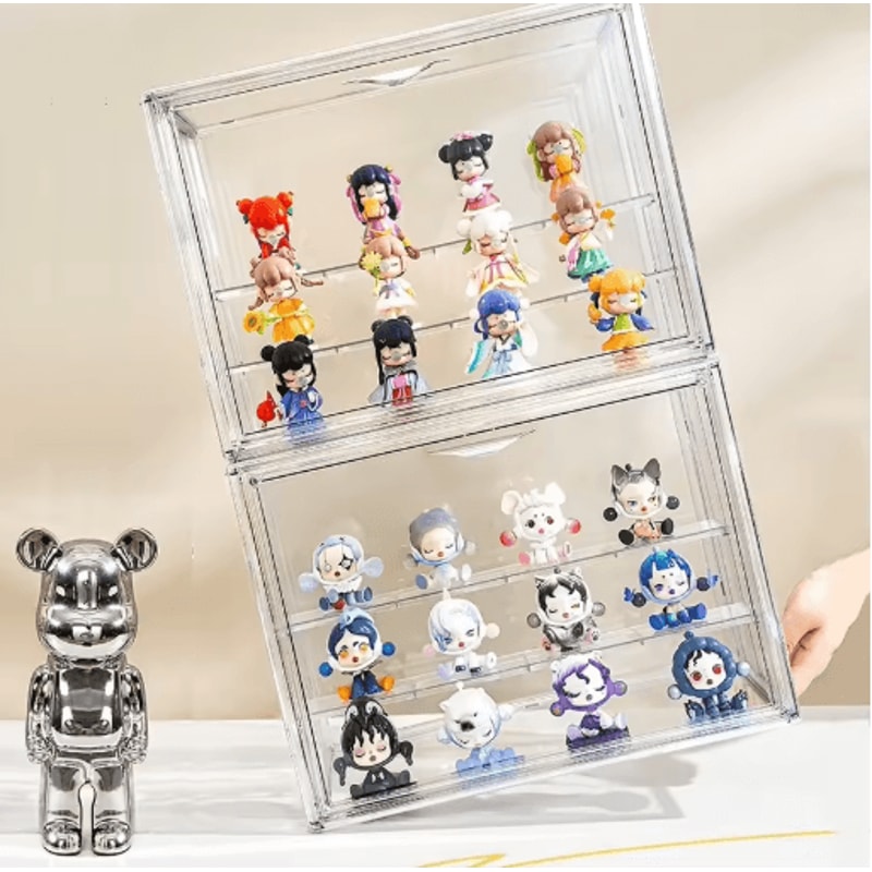 Stackable Clear Display Box For Collectibles Dustproof Plastic Storage Case With Interlayers 5