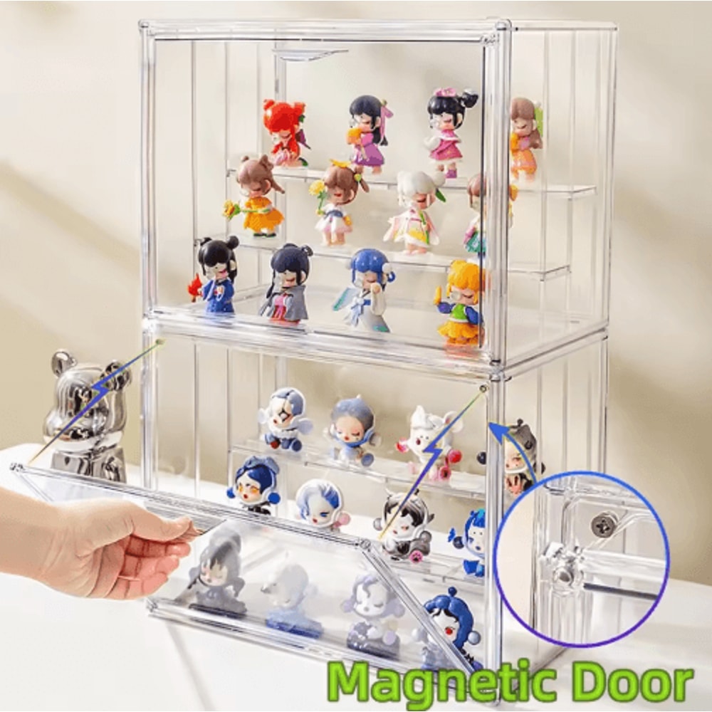 Stackable Clear Display Box For Collectibles Dustproof Plastic Storage Case With Interlayers 6