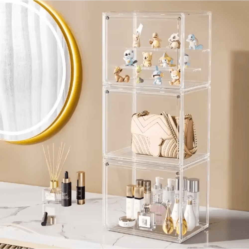 Stackable Clear Display Box For Collectibles Dustproof Plastic Storage Case With Interlayers 7