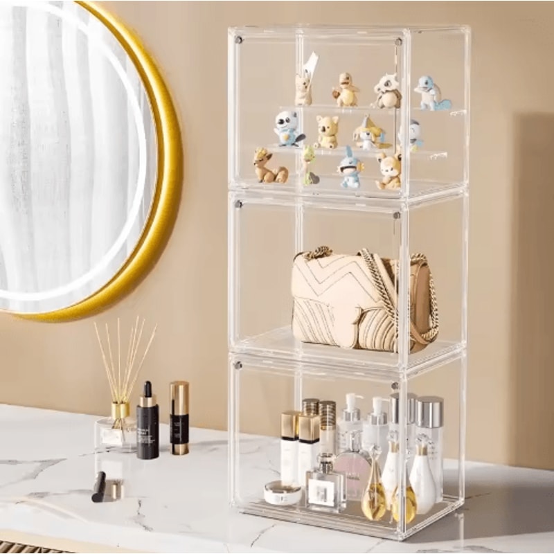 Stackable Clear Display Box For Collectibles Dustproof Plastic Storage Case With Interlayers 7