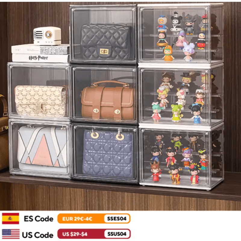 Stackable Clear Display Box For Collectibles Dustproof Plastic Storage Case With Interlayers 0