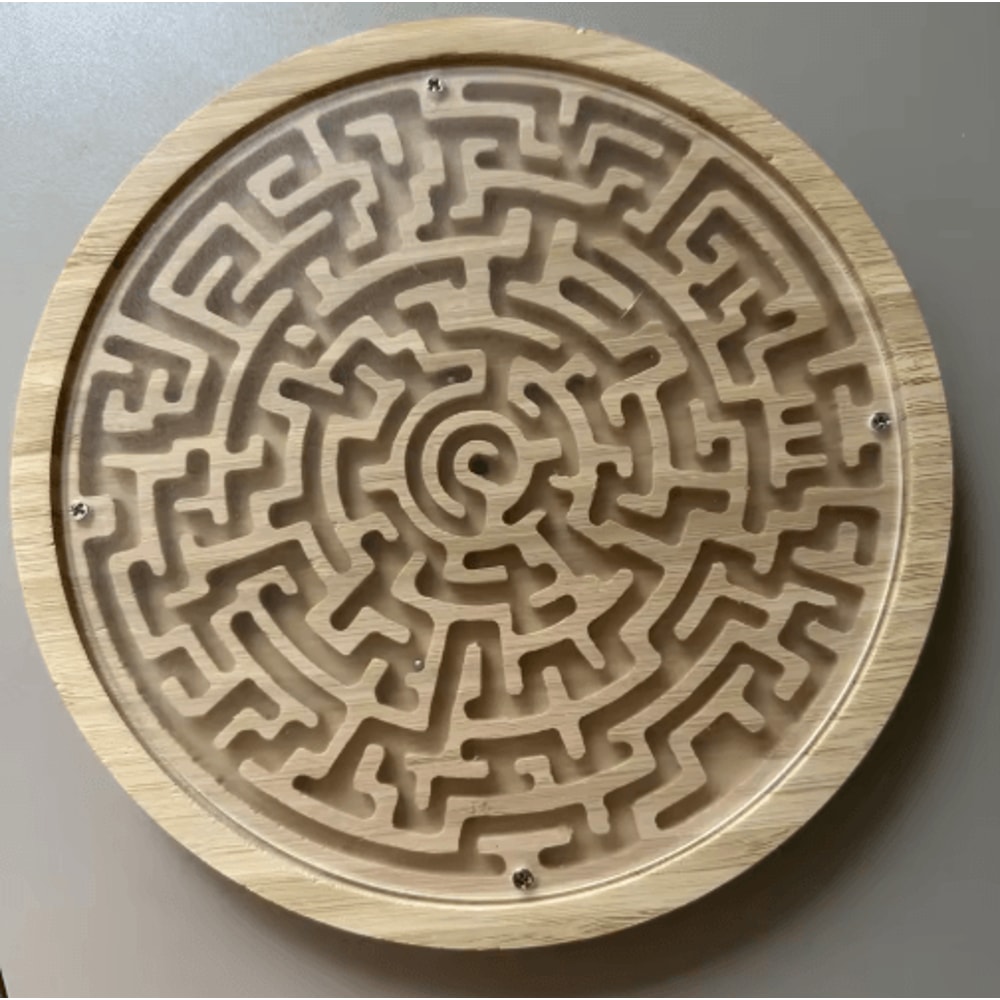 Large Wooden Balance Maze Game Dual Sided Bamboo Brain Teaser With Steel Balls 1