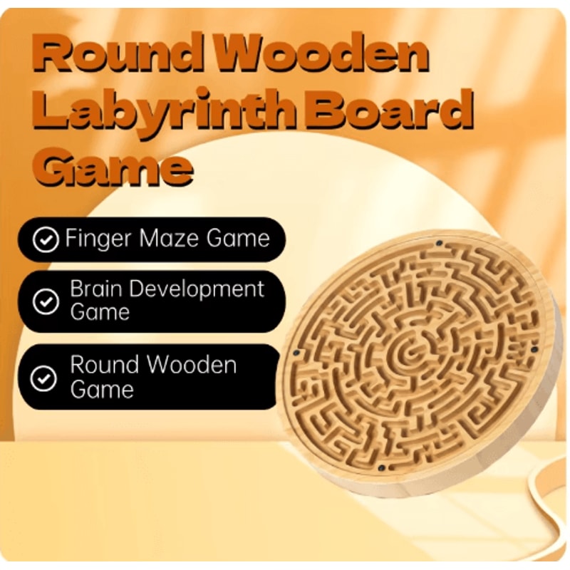 Large Wooden Balance Maze Game Dual Sided Bamboo Brain Teaser With Steel Balls 3