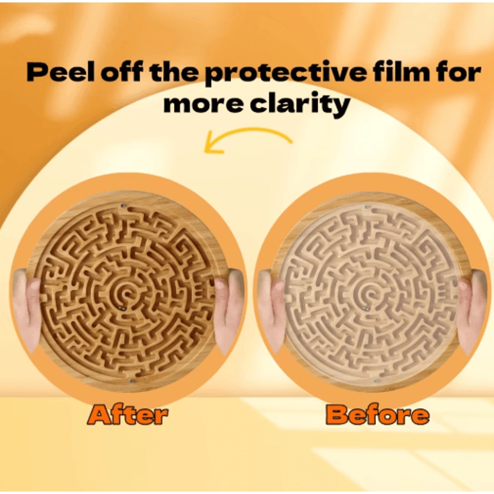 Large Wooden Balance Maze Game Dual Sided Bamboo Brain Teaser With Steel Balls 4