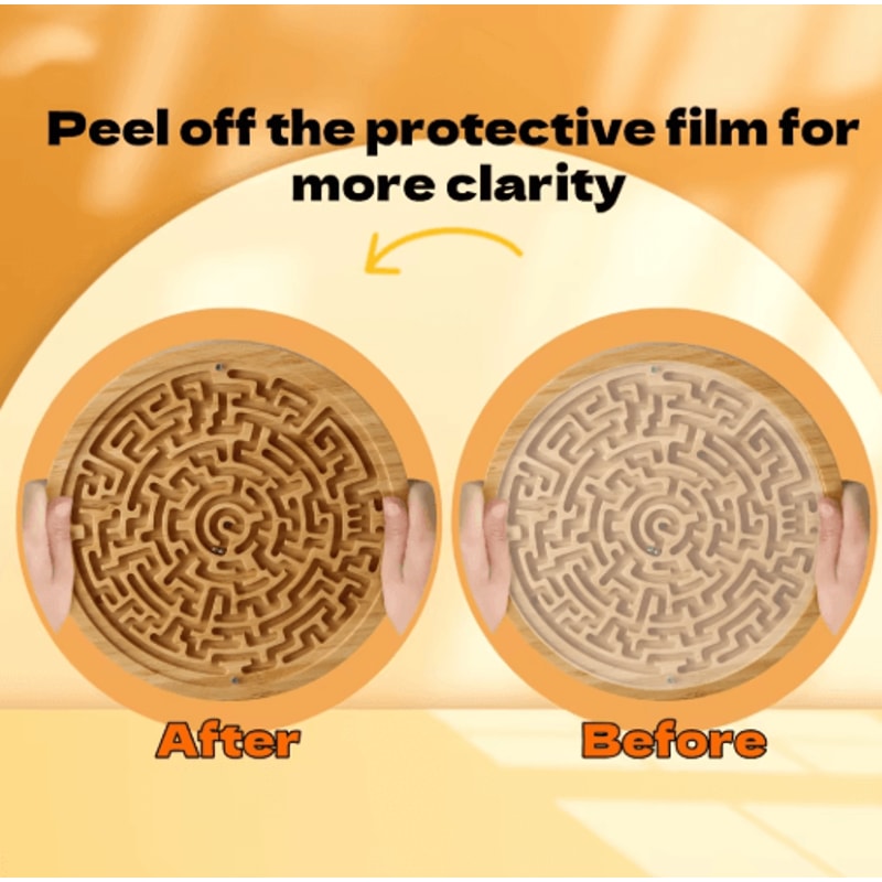 Large Wooden Balance Maze Game Dual Sided Bamboo Brain Teaser With Steel Balls 4