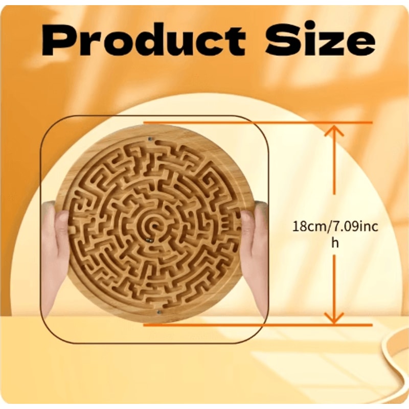 Large Wooden Balance Maze Game Dual Sided Bamboo Brain Teaser With Steel Balls 5
