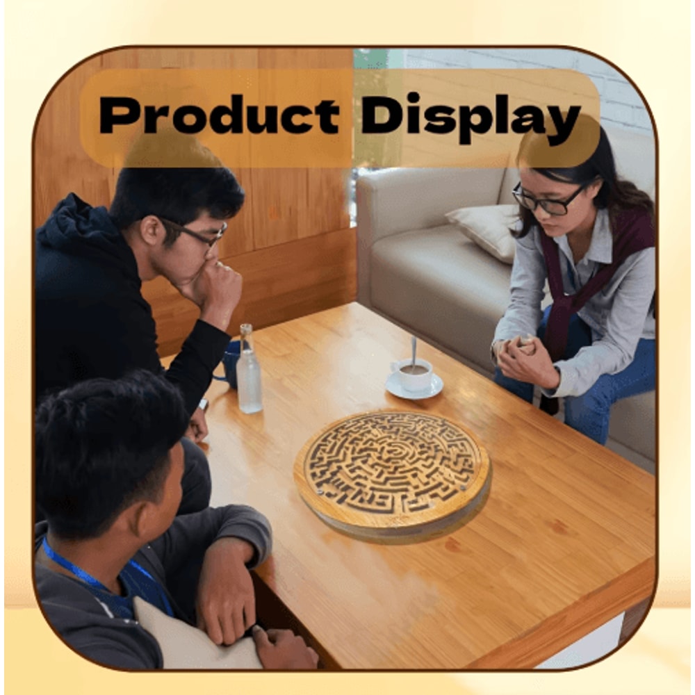 Large Wooden Balance Maze Game Dual Sided Bamboo Brain Teaser With Steel Balls 6