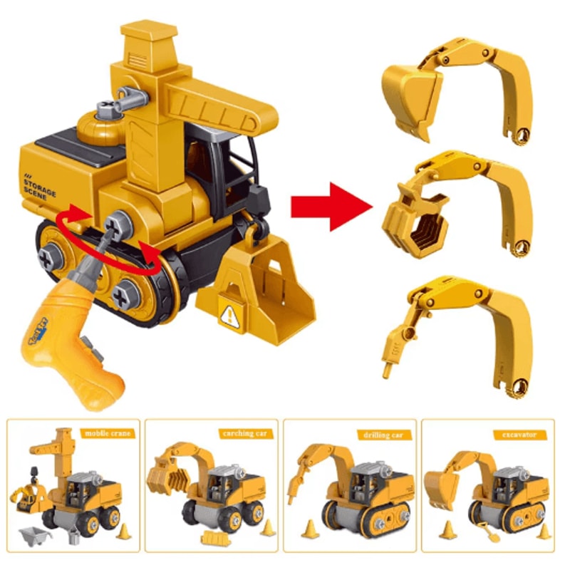 Kids Engineering Tool Set With Electric Drill Educational Build Your Own Vehicle Kit 5