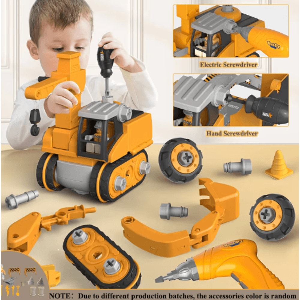 Kids Engineering Tool Set With Electric Drill Educational Build Your Own Vehicle Kit 0