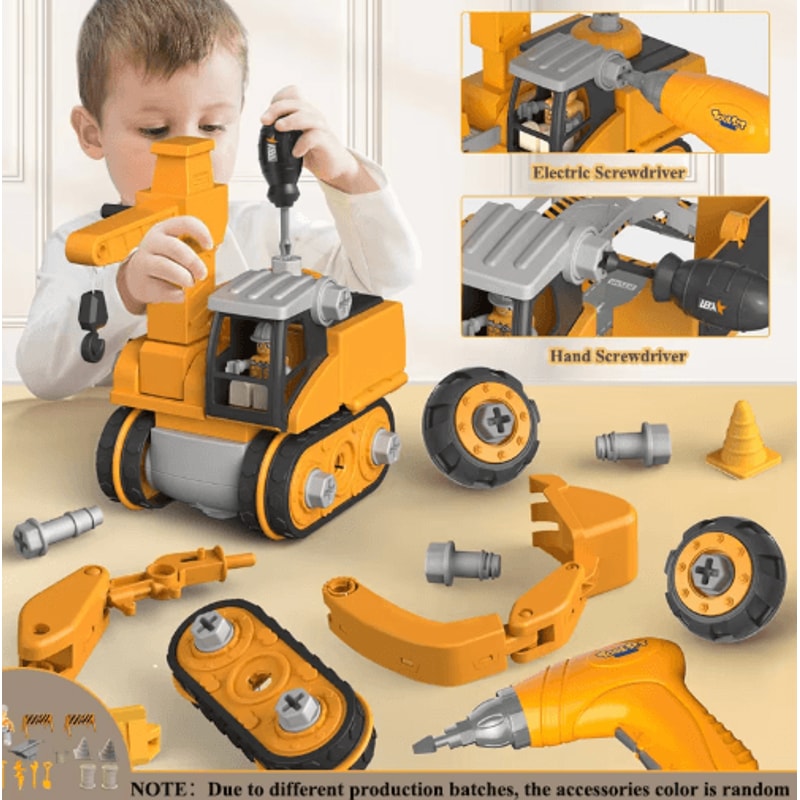 Kids Engineering Tool Set With Electric Drill Educational Build Your Own Vehicle Kit 0