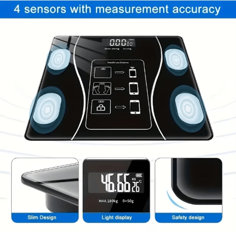 Intelligent Digital Body Weight Scale With Backlit LED Display 400 Lbs High Capacity Bathroom Scal 1