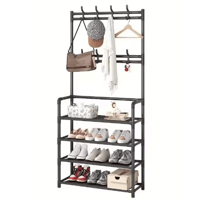 AllinOne Entryway Coat Rack With Shoe Storage Freestanding Hall Tree Organizer For Shoes Jackets 1
