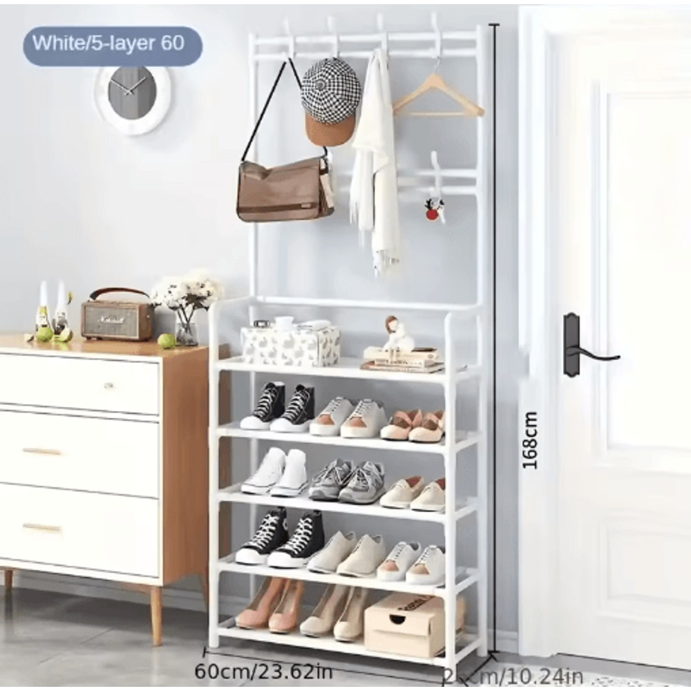 AllinOne Entryway Coat Rack With Shoe Storage Freestanding Hall Tree Organizer For Shoes Jackets 2