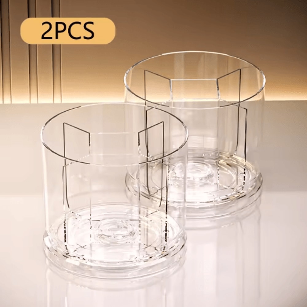 360 Rotating Makeup Brush Holder Clear Spinning Cosmetics Desk Organizer 1
