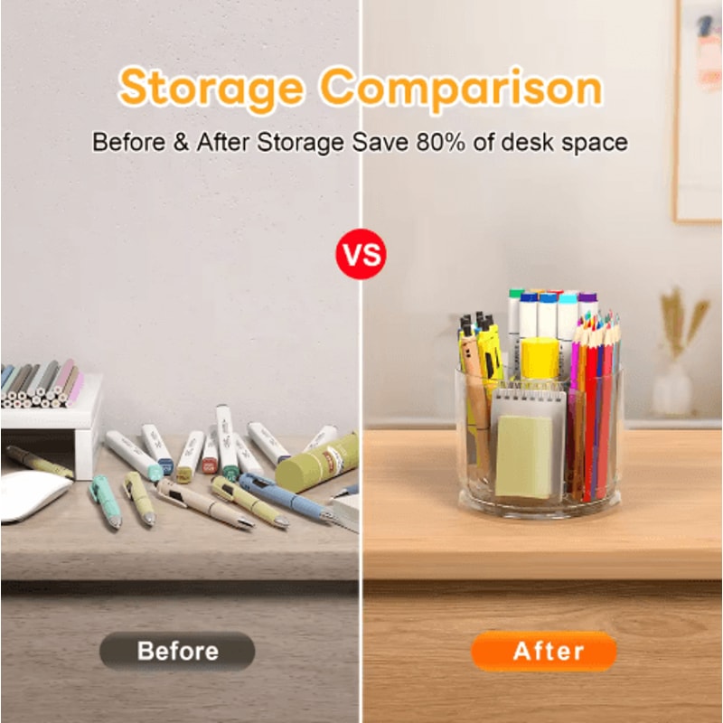 360 Rotating Makeup Brush Holder Clear Spinning Cosmetics Desk Organizer 5