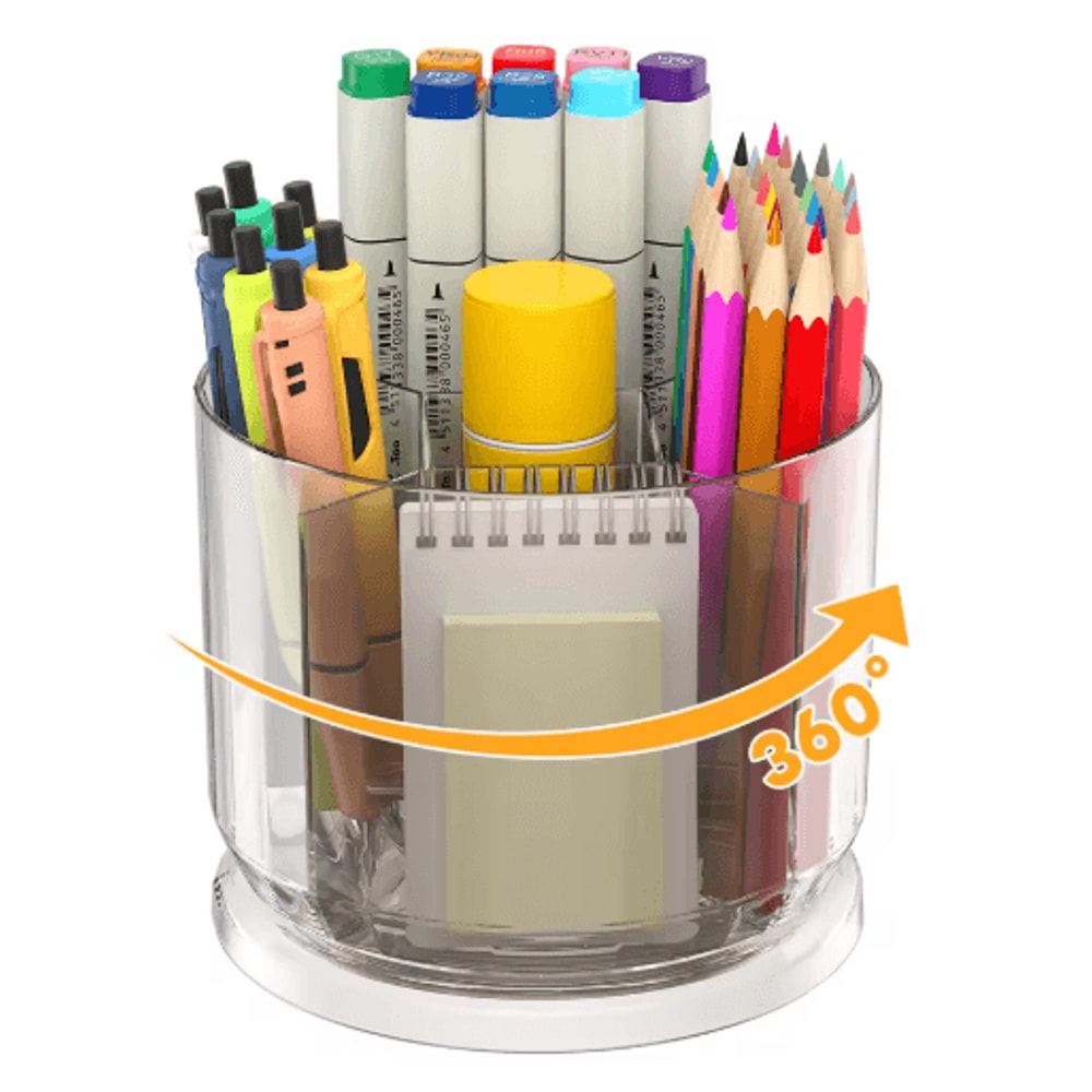 360 Rotating Makeup Brush Holder Clear Spinning Cosmetics Desk Organizer 0