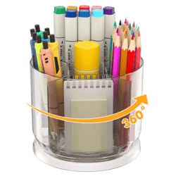 360° rotating makeup brush holder – clear spinning cosmetics & desk organizer