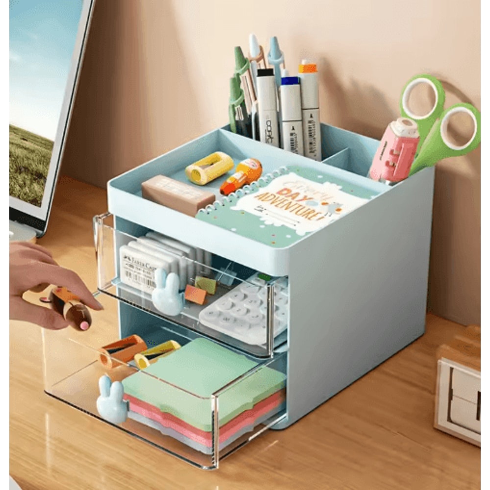 Compact Drawer Desktop Organizer MultiCompartment Desk Storage Box For Cards Phones Cosmetics 7