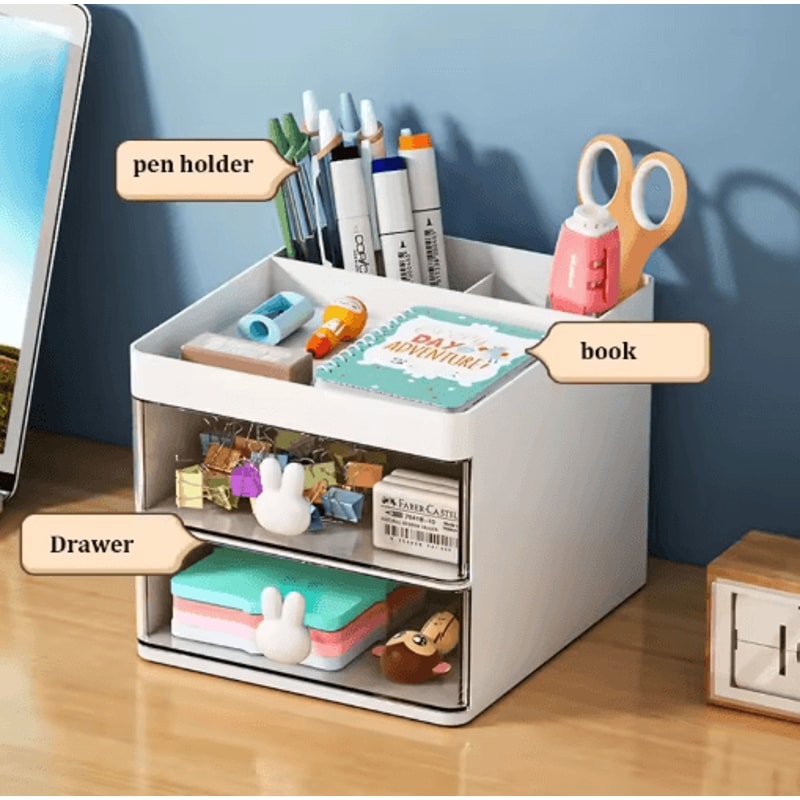 Compact Drawer Desktop Organizer MultiCompartment Desk Storage Box For Cards Phones Cosmetics 8