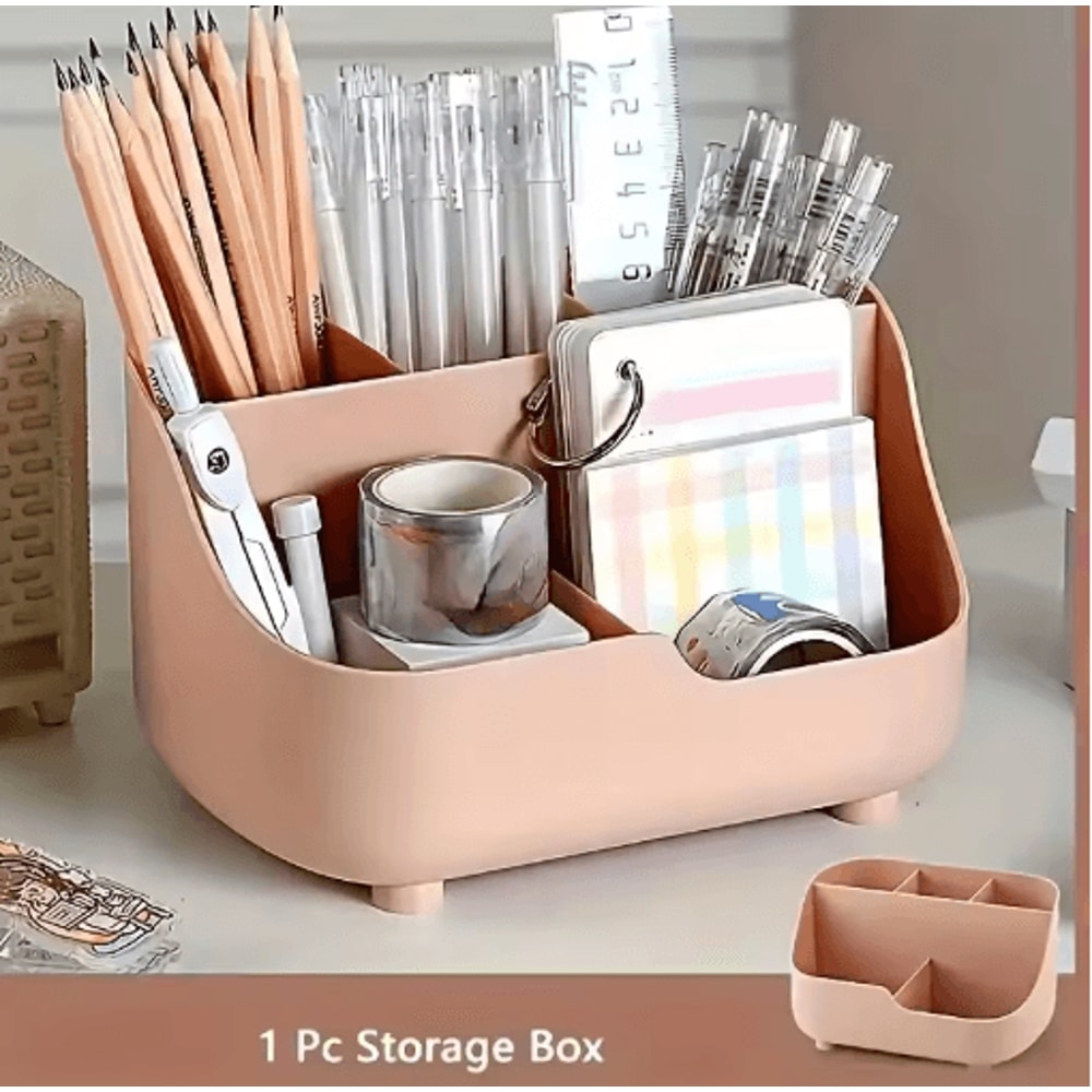 Large Capacity Five Compartment Desk Organizer Student Office Desktop Storage Box 5