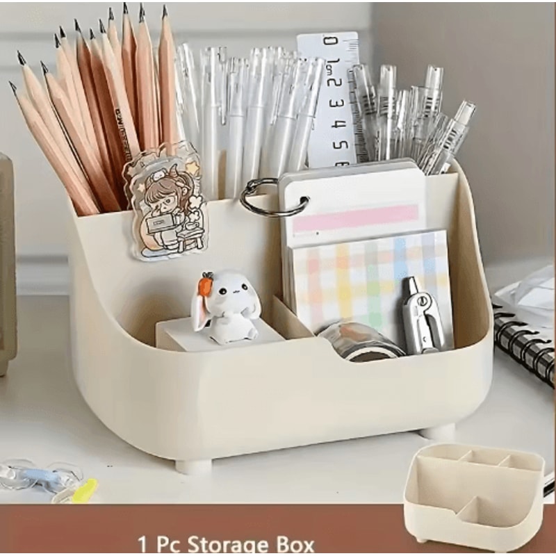Large Capacity Five Compartment Desk Organizer Student Office Desktop Storage Box 6