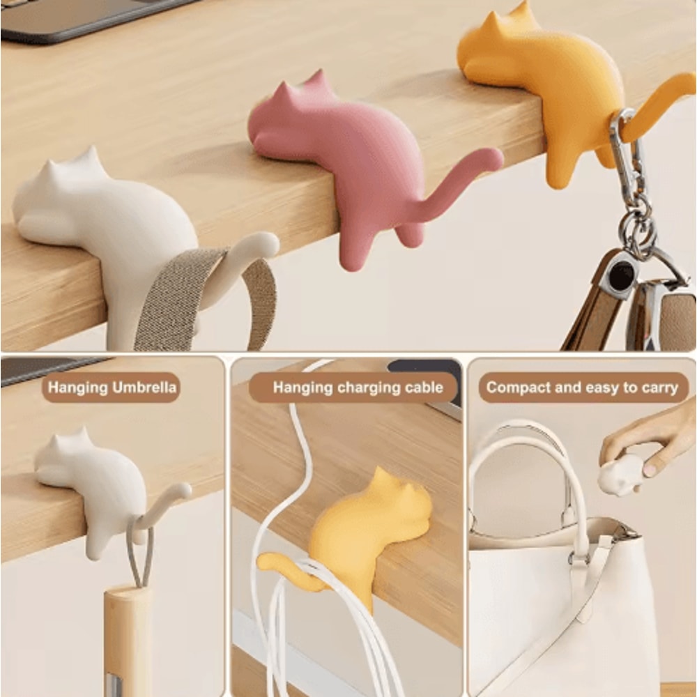 Cute Cat Table Keychain Hook Desktop Key Organizer 8