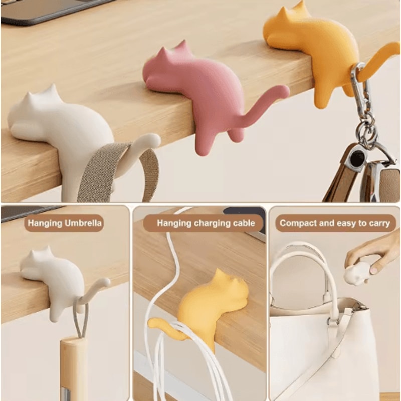 Cute Cat Table Keychain Hook Desktop Key Organizer 8