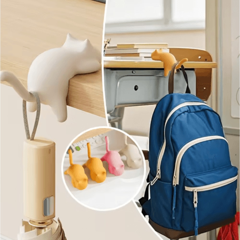 Cute Cat Table Keychain Hook Desktop Key Organizer 0