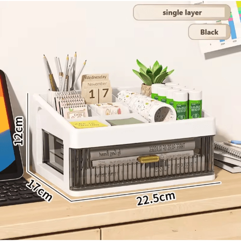 Transparent Drawer Storage Desk Stationery Organizer Box 5