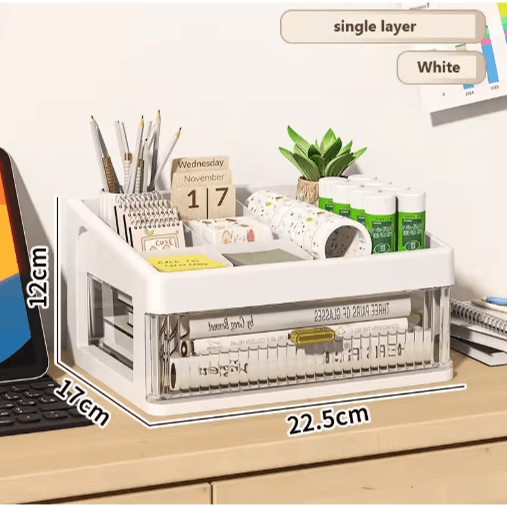 Transparent Drawer Storage Desk Stationery Organizer Box 6
