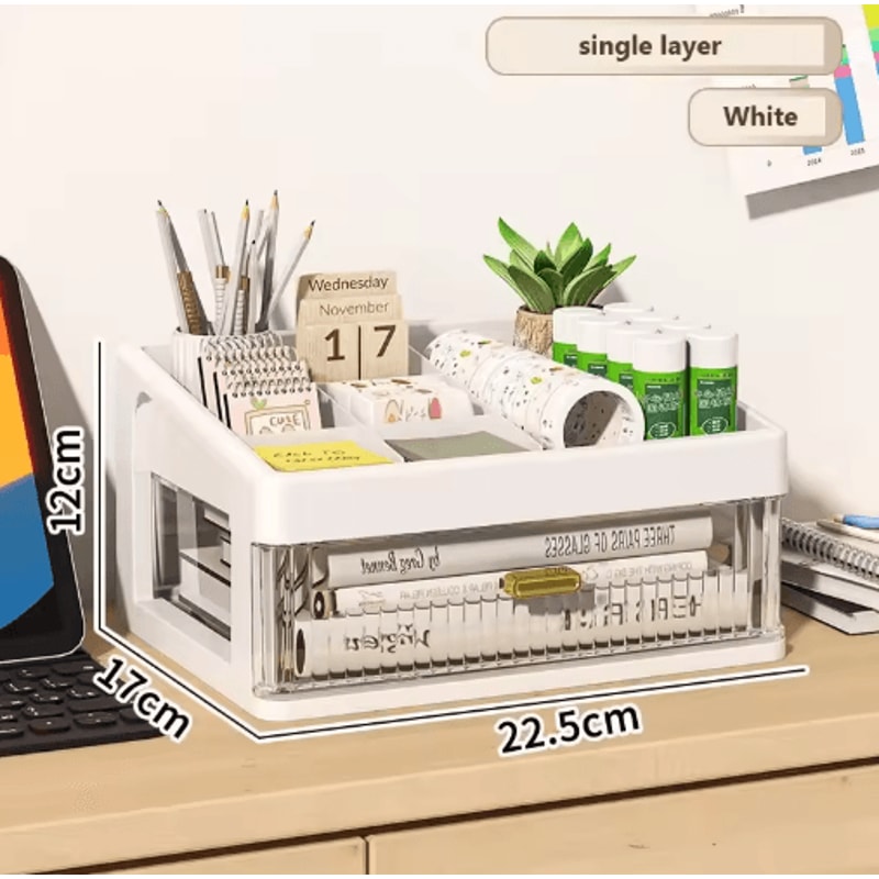 Transparent Drawer Storage Desk Stationery Organizer Box 6