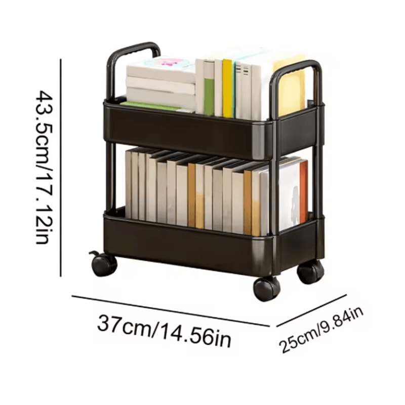 2 Tier Durable Rolling Trolley Multi Purpose Storage Cart 1