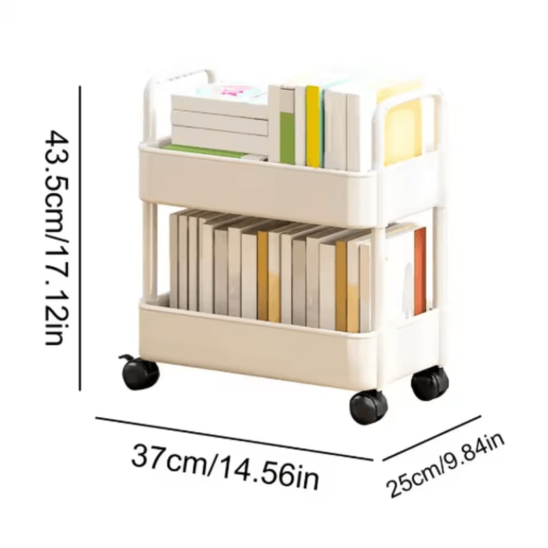 2 Tier Durable Rolling Trolley Multi Purpose Storage Cart 2
