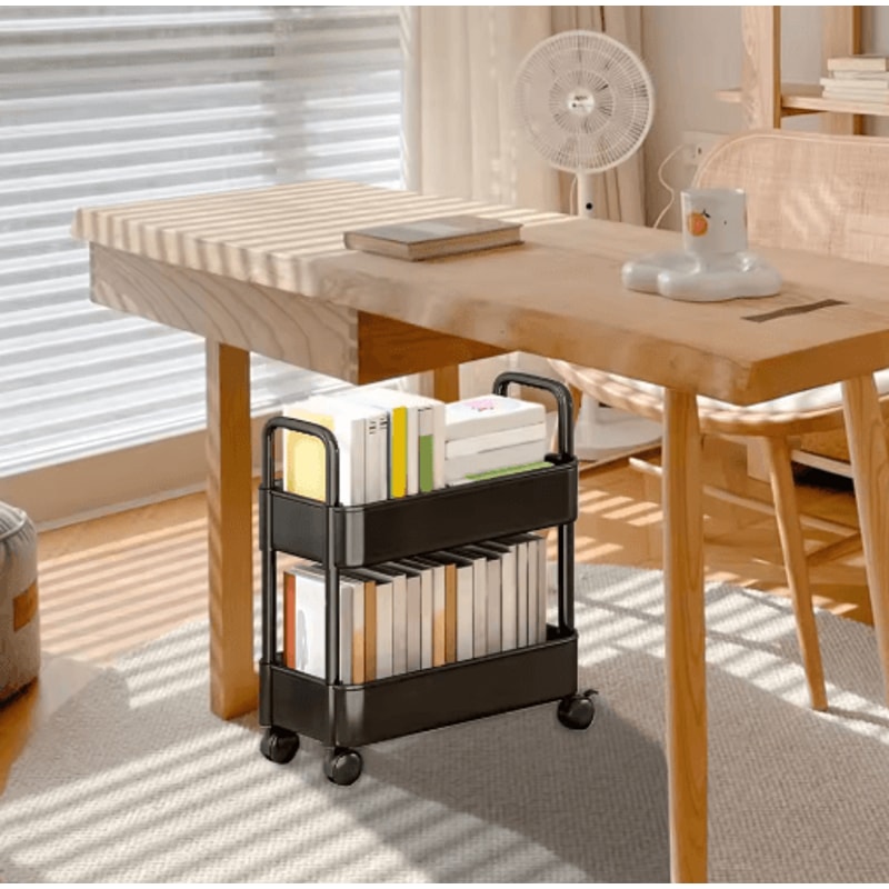 2 Tier Durable Rolling Trolley Multi Purpose Storage Cart 4