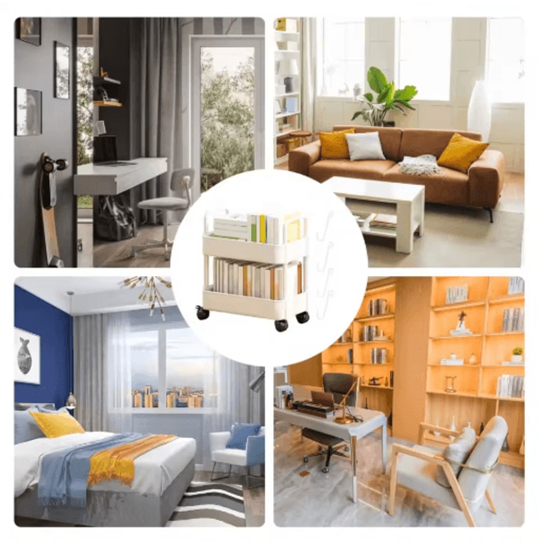 2 Tier Durable Rolling Trolley Multi Purpose Storage Cart 6