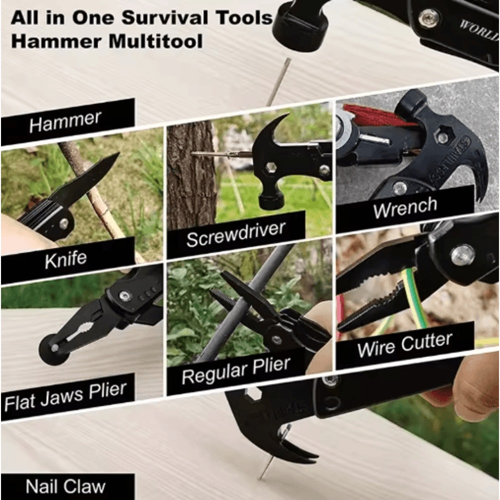 Stainless Steel Multifunctional Pliers Multitool With Claw Hammer 8
