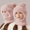 3 In 1 Winter Hat With Ear Flaps Fleece Lined Knitted Cap Set 2