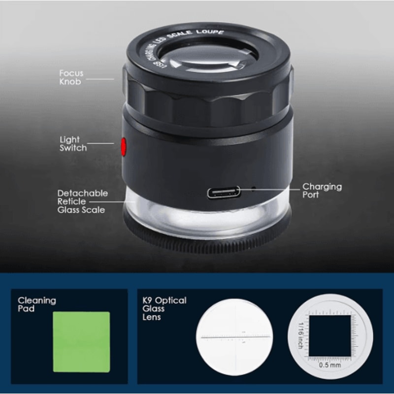 ABKY 10 Rechargeable Jewelers Loupe Magnifier With LED Light And Scale 4