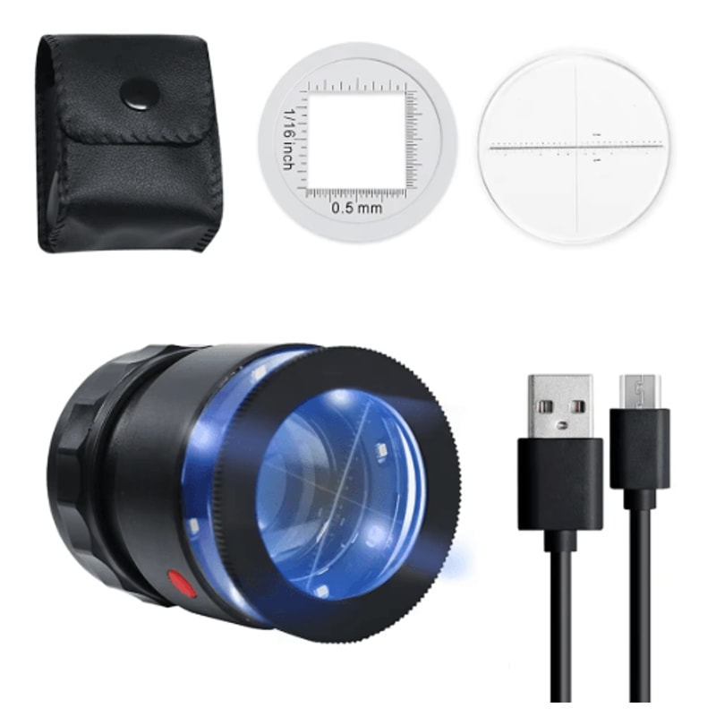 ABKY 10 Rechargeable Jewelers Loupe Magnifier With LED Light And Scale 0